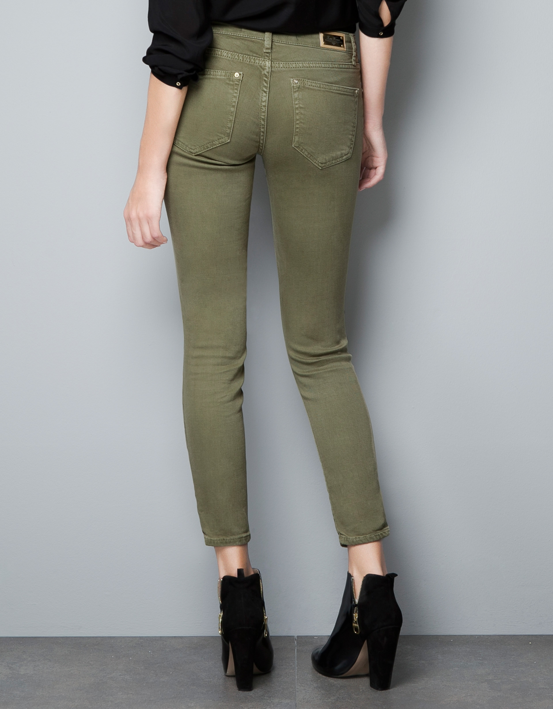 Zara Slim Fit Pop Fabric Jeans in Natural Lyst