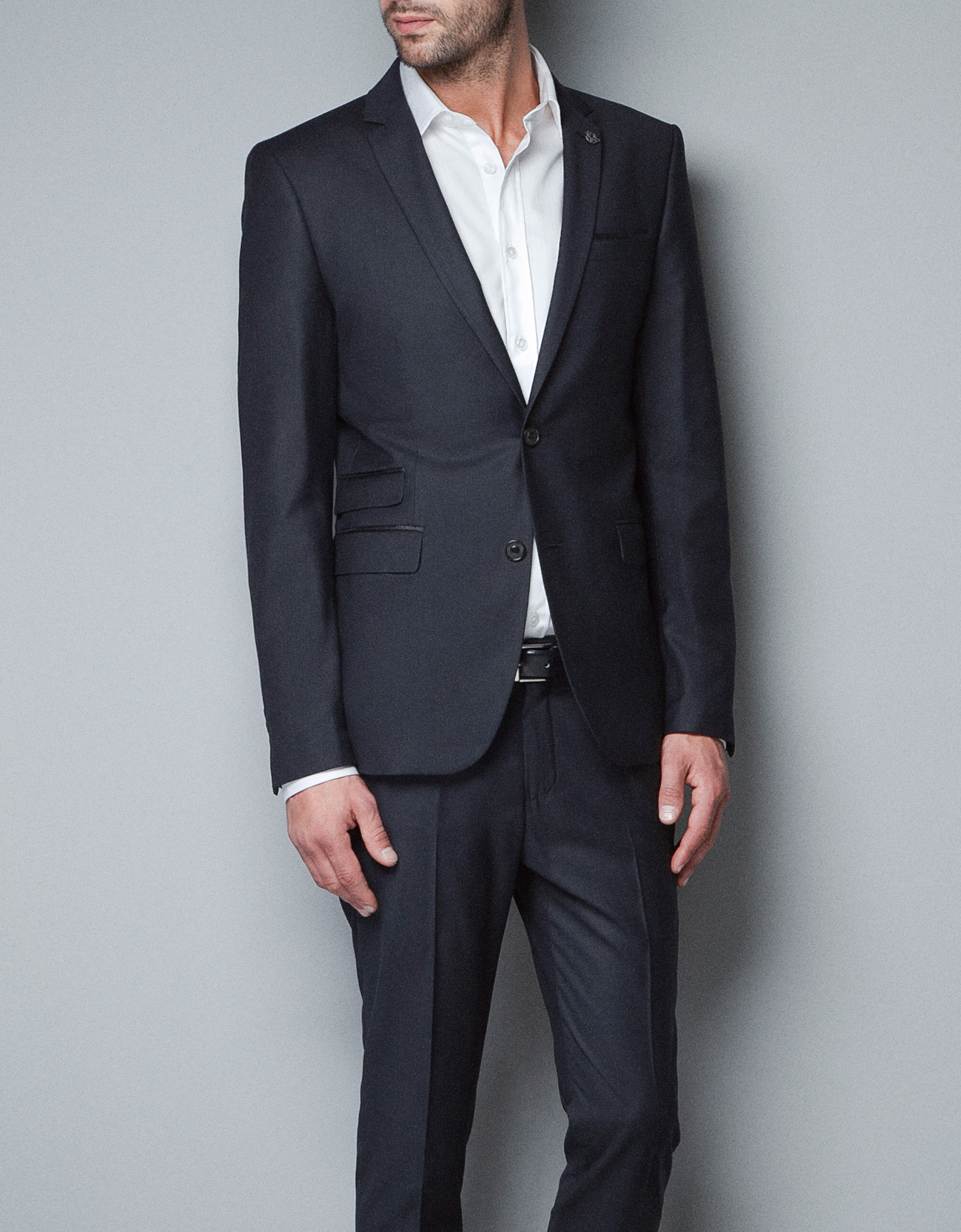 Zara Blazer with Lapel Pin in Blue for Men Lyst