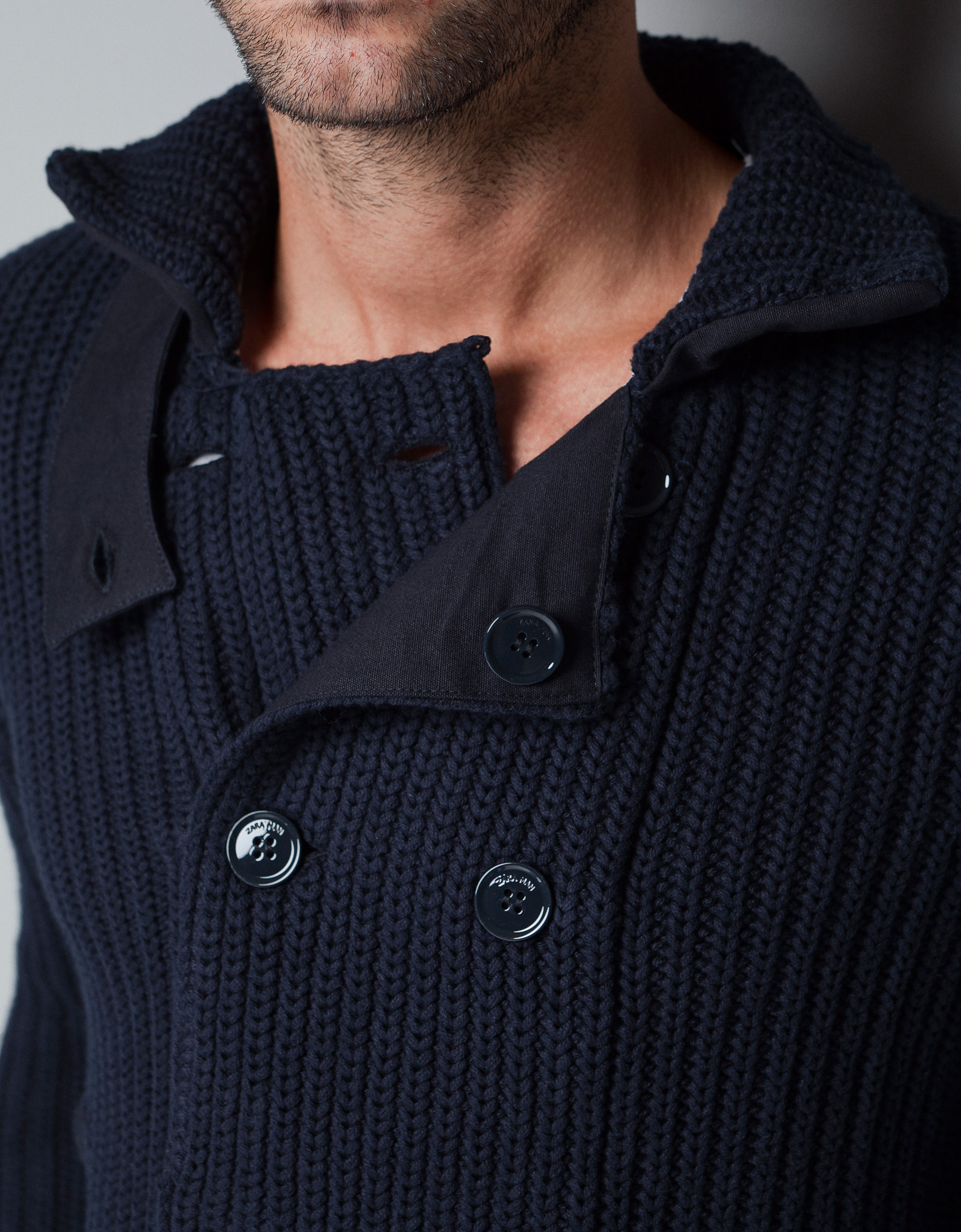 Zara Double Breasted Rib Knit Cardigan in Blue for Men (navy) Lyst