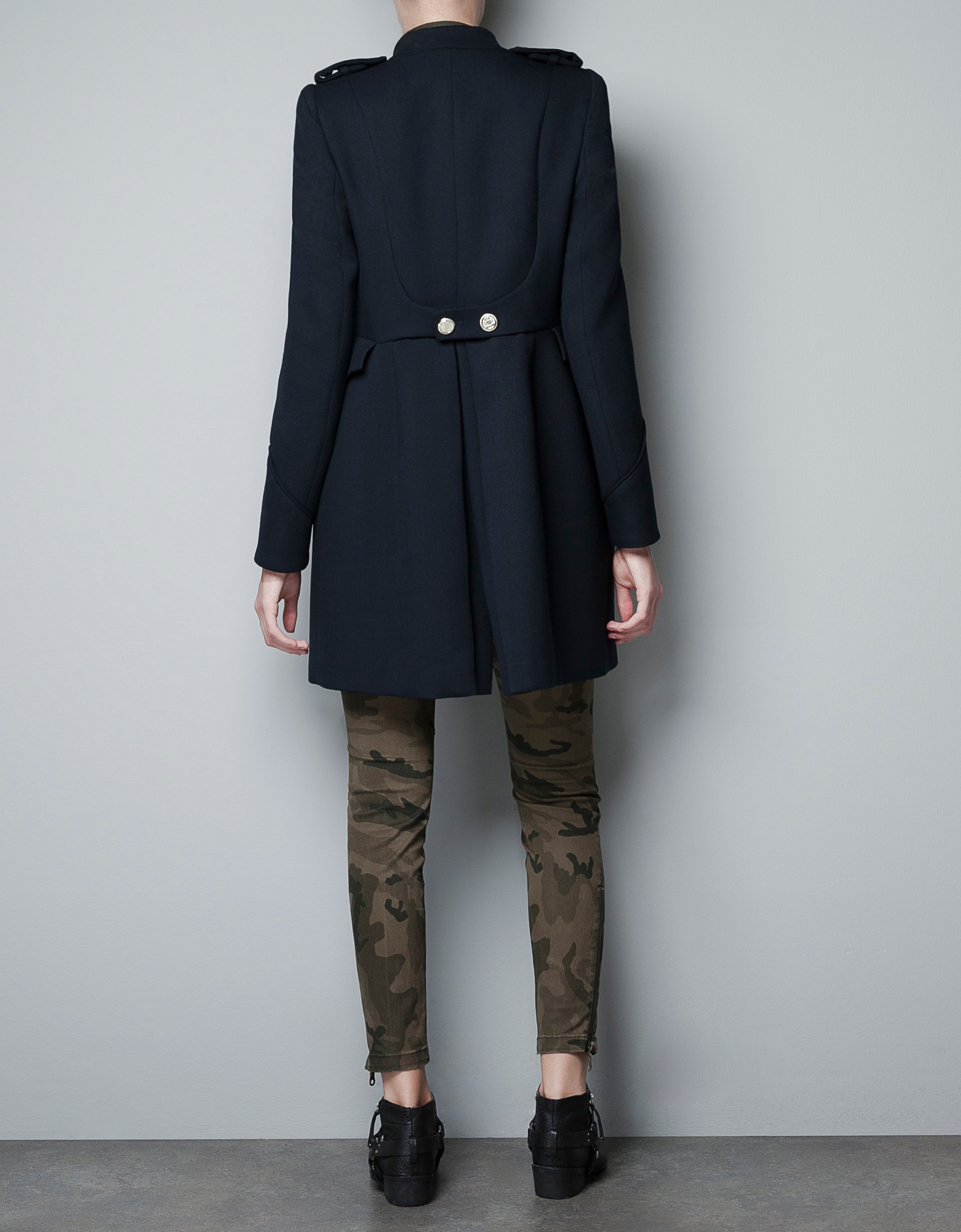 Zara Military Coat with Gold Buttons in Blue | Lyst