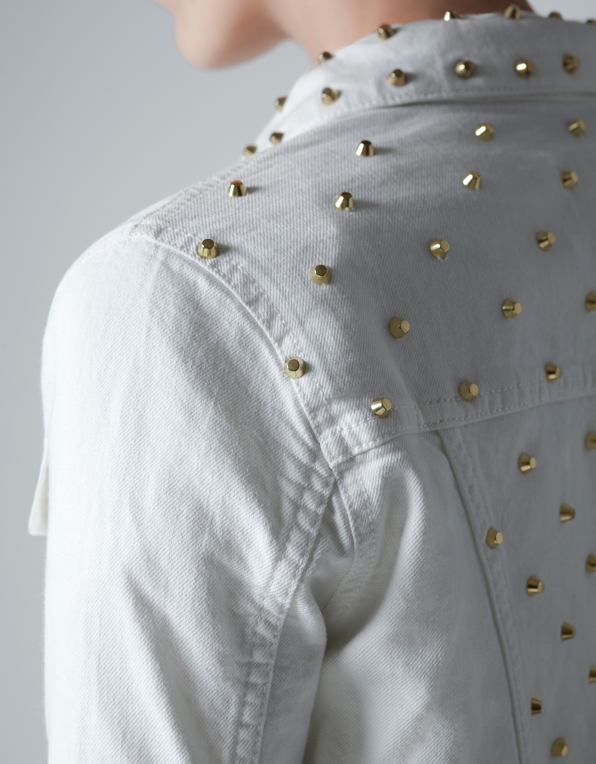 Zara Studded Denim Jacket in White Lyst