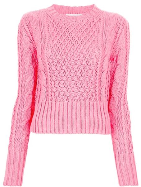 Acne Studios Lia Cable Sweater in Pink | Lyst