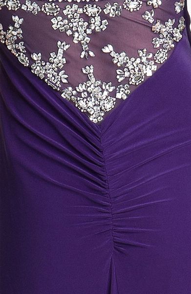 Betsy & Adam Betsey Adam Jeweled Jersey Gown in Purple | Lyst