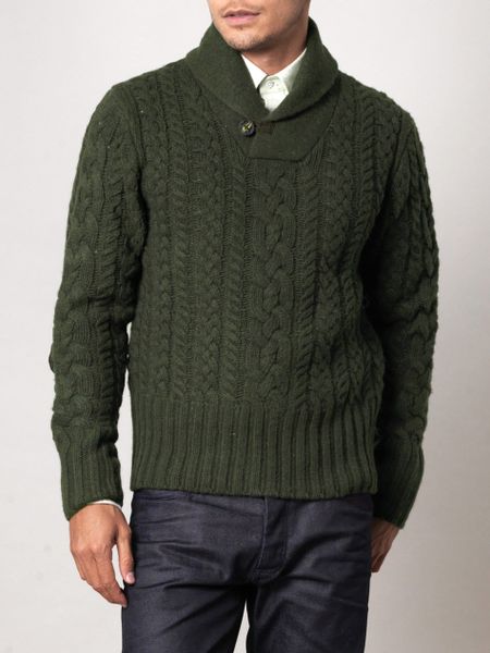Black Fleece Fisherman Knit Sweater in Green for Men (khaki) | Lyst
