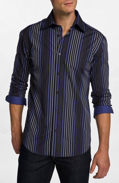 Bugatchi Uomo Shaped Fit Sport Shirt in Blue for Men (midnight) | Lyst