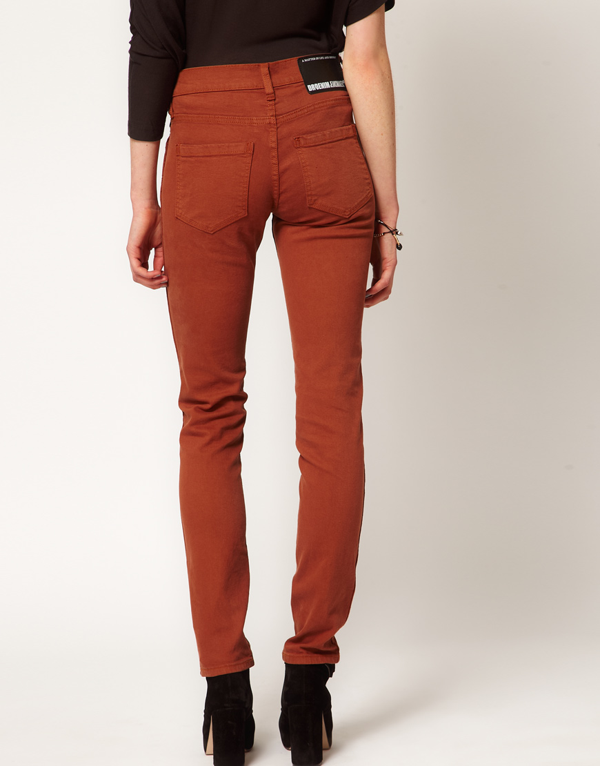 Midlertidig Rejsende købmand Udfyld Dr. Denim Snap Coloured Skinny Jeans in Orange | Lyst