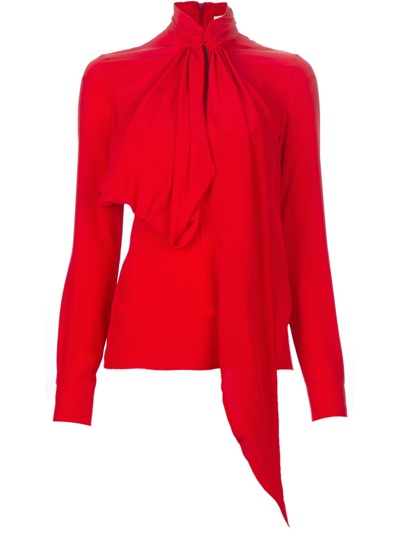 Givenchy Pussy Bow Blouse in Red | Lyst