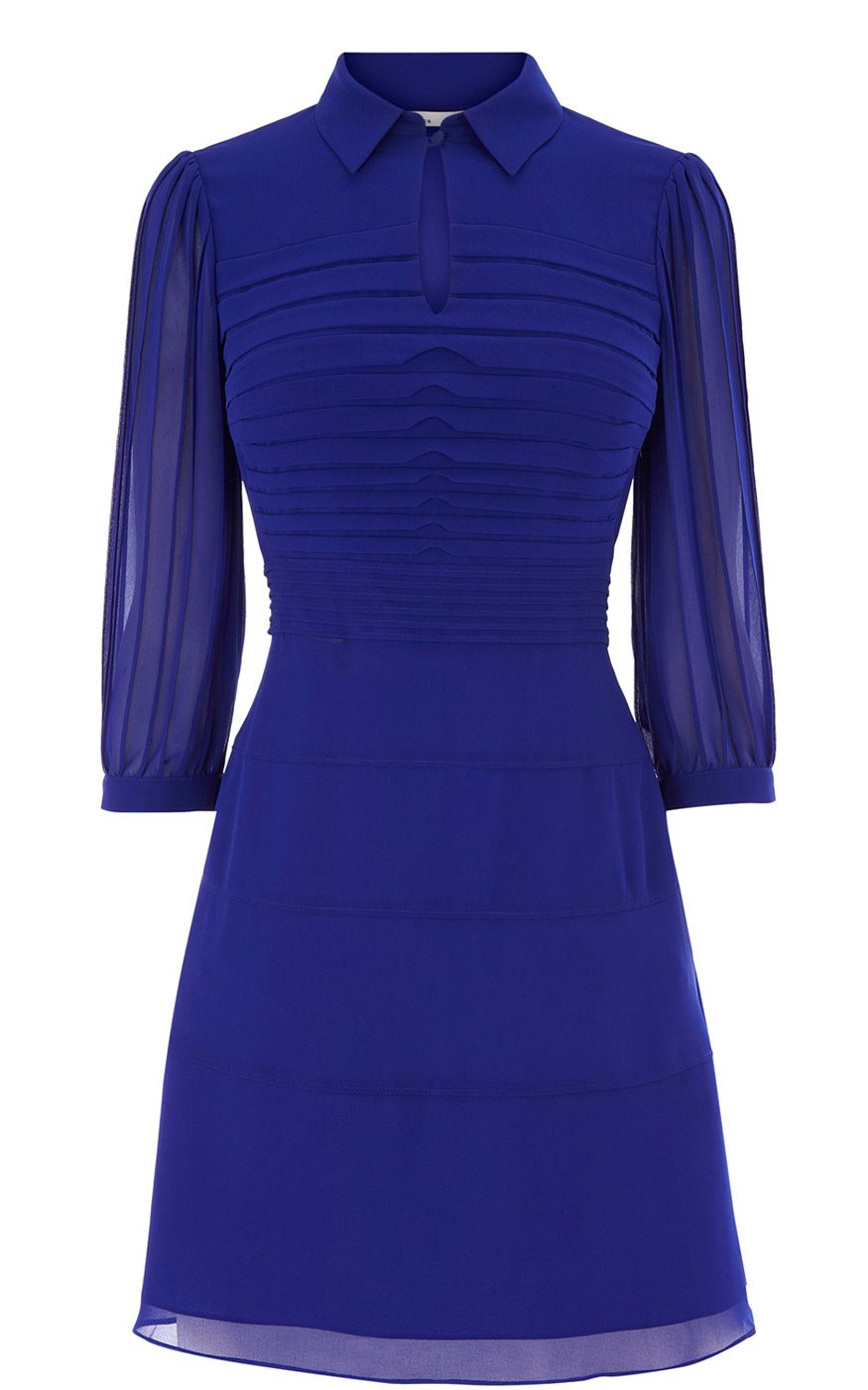 Karen millen Graphic Pleats Dress in Blue Lyst