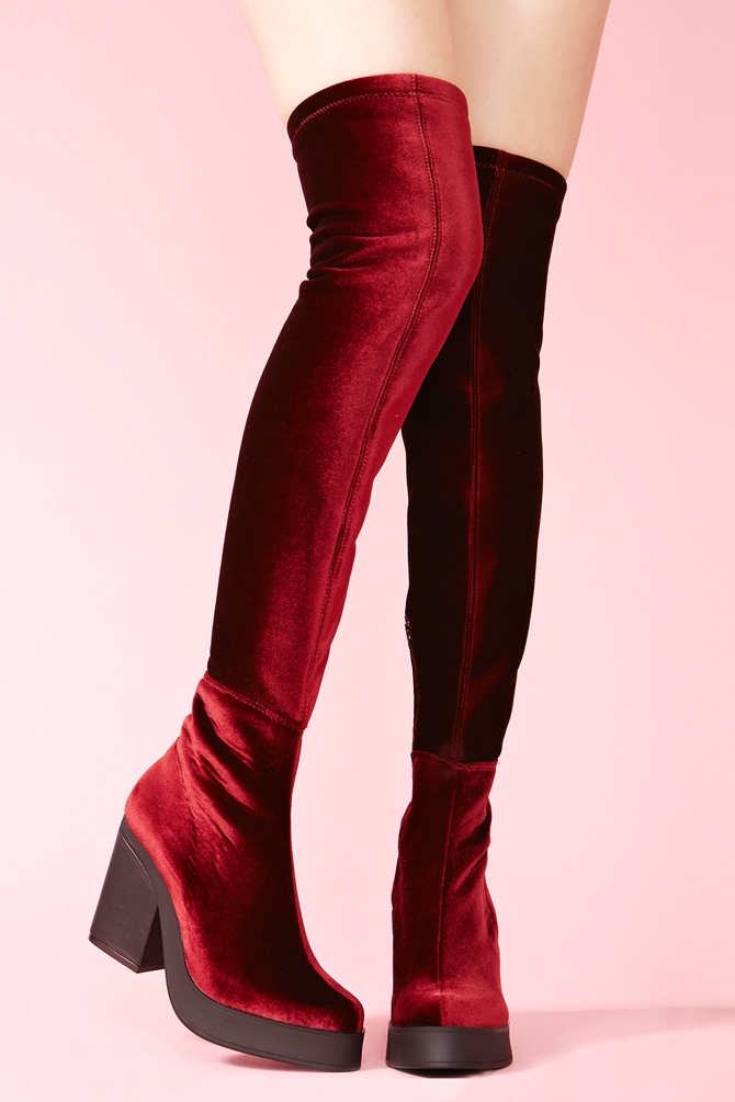 Nasty Gal Emi Thigh High Boots in Red Lyst