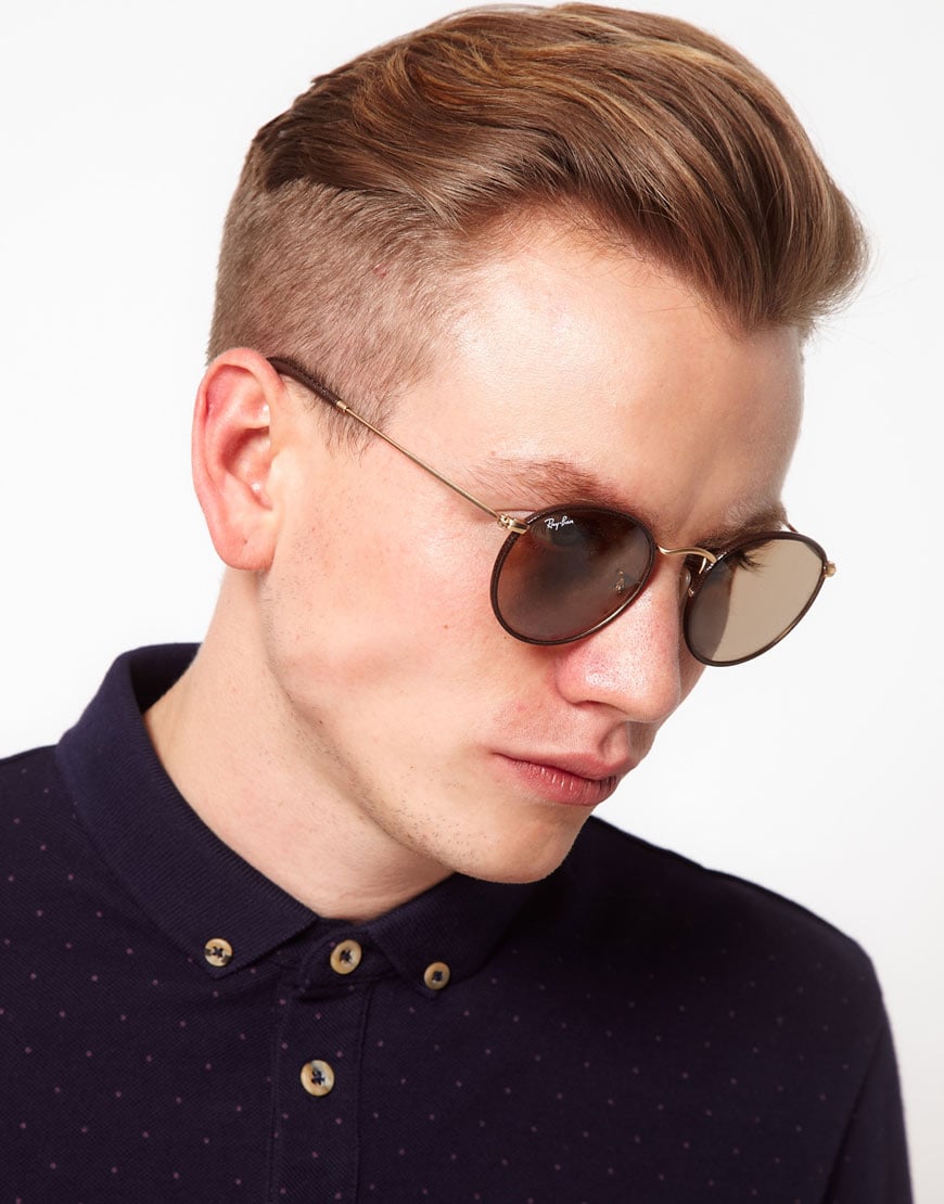Ray-Ban Round Sunglasses in Brown for Men | Lyst