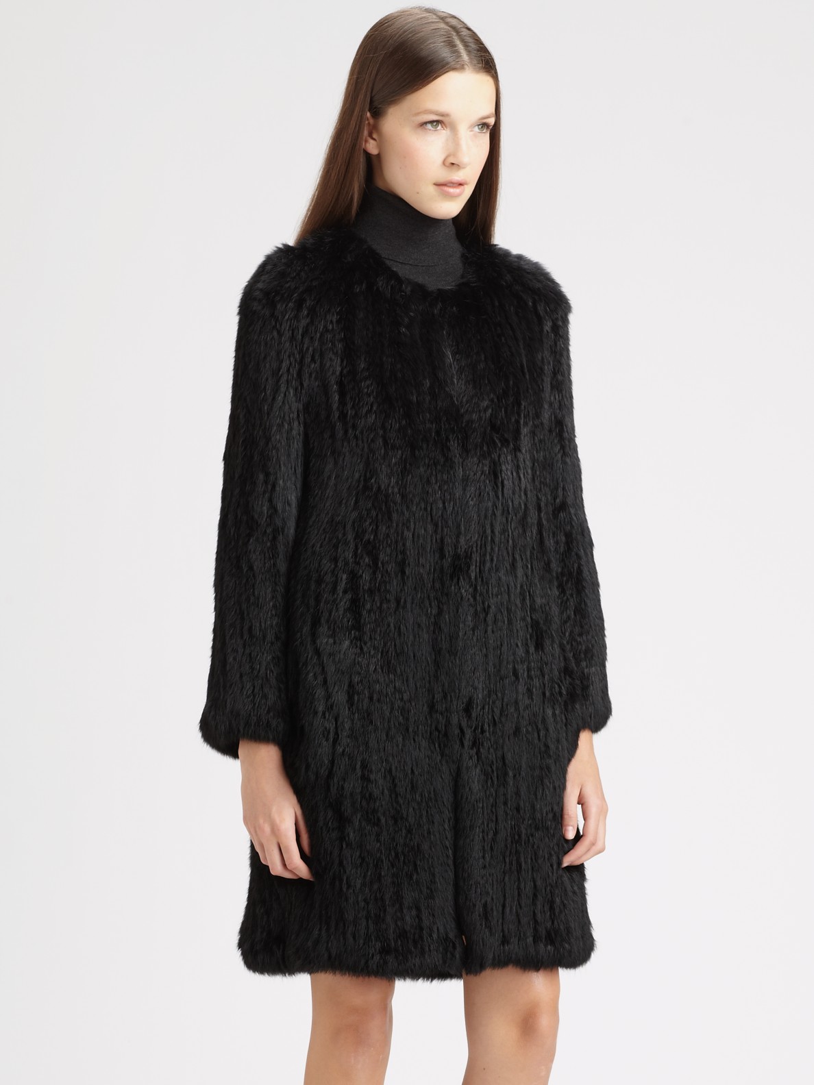 Black rabbit coat Clearance