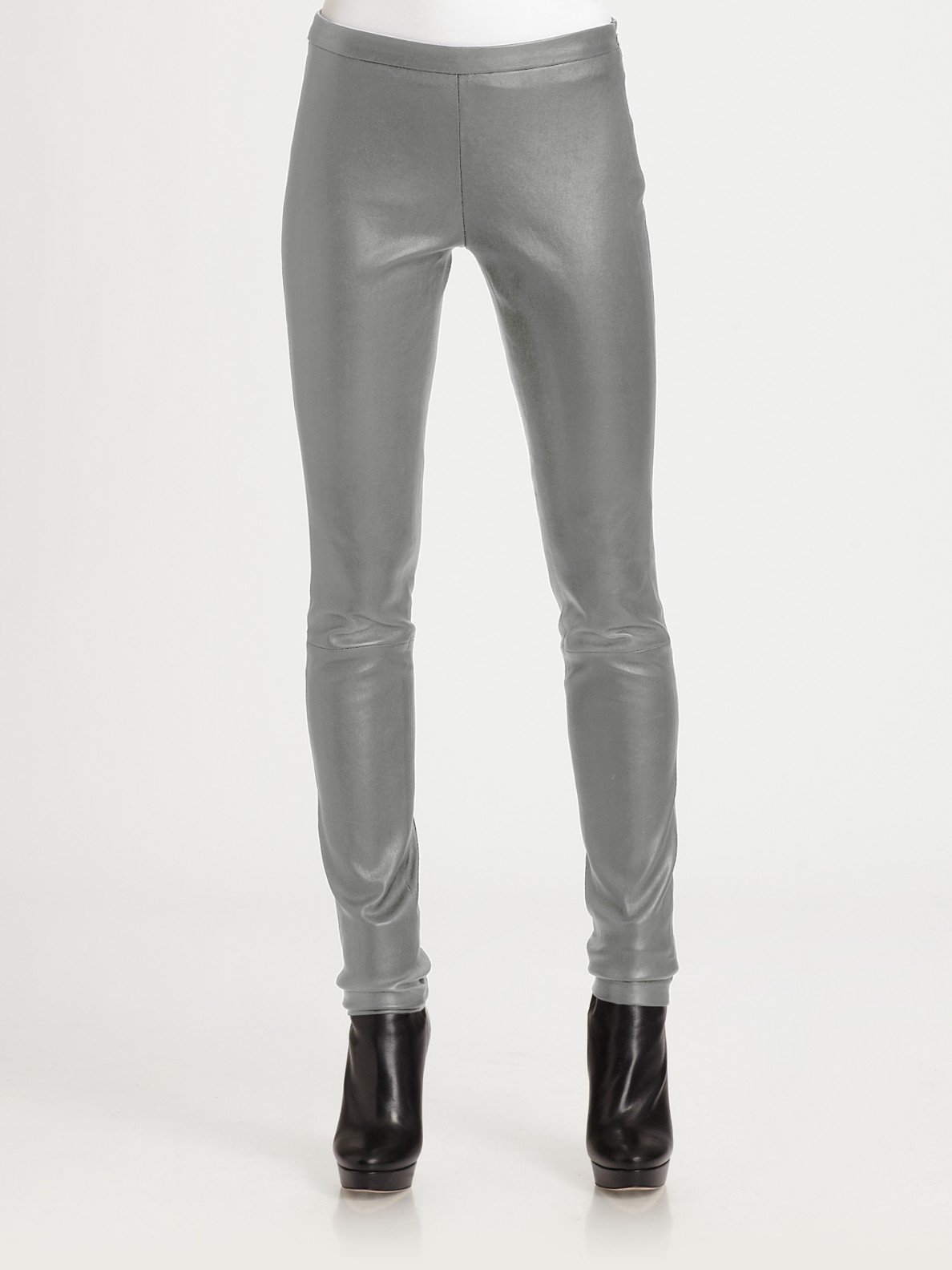 gray leather pants