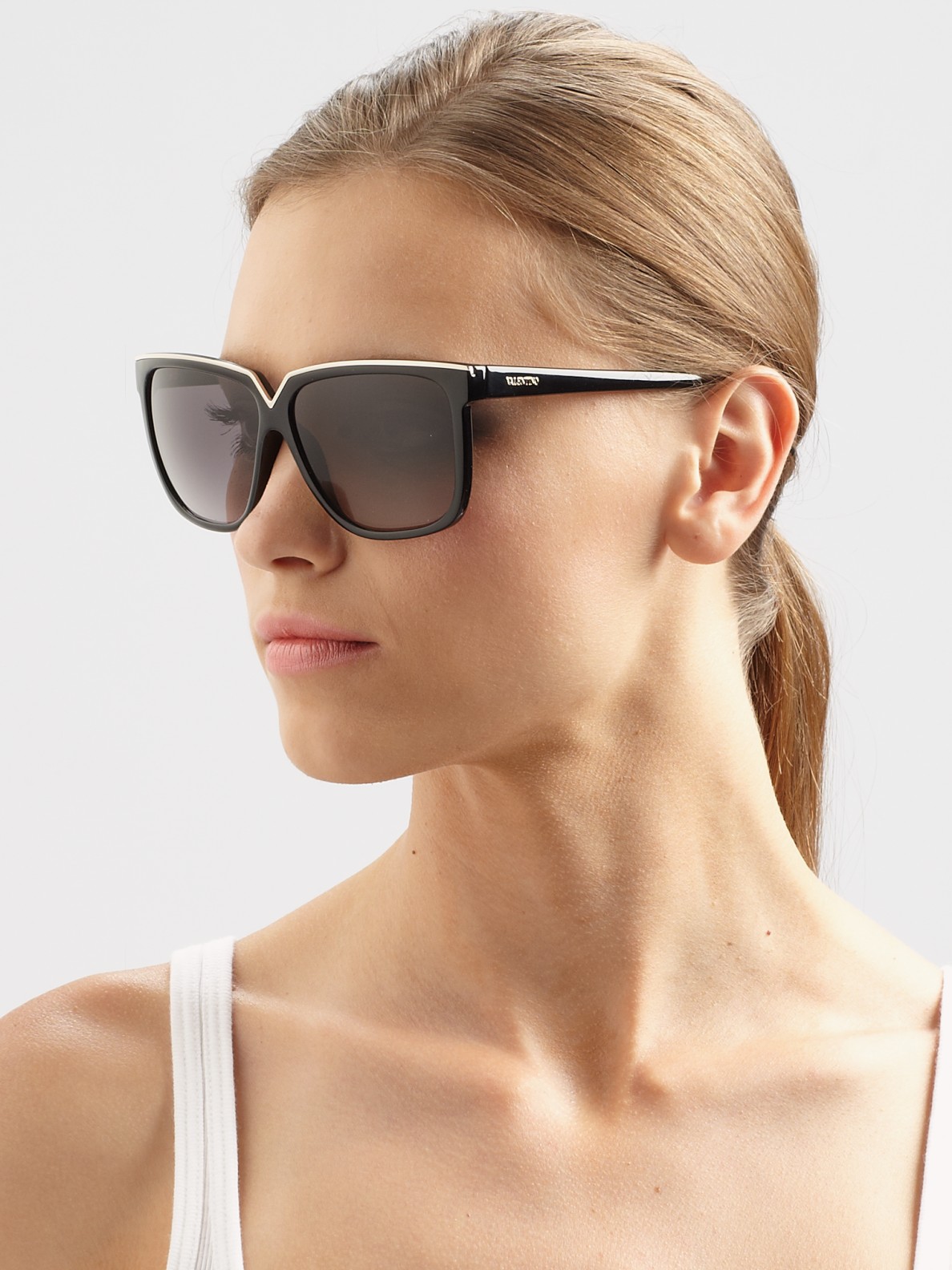 Lyst Valentino Oversized Square V Acetate Sunglasses in Black