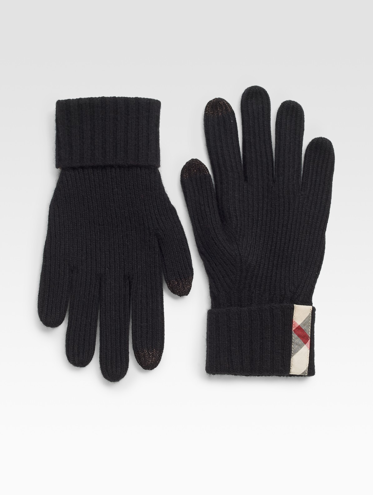 Lyst Burberry Ribbed Cashmere Knit Gloves in Black for Men