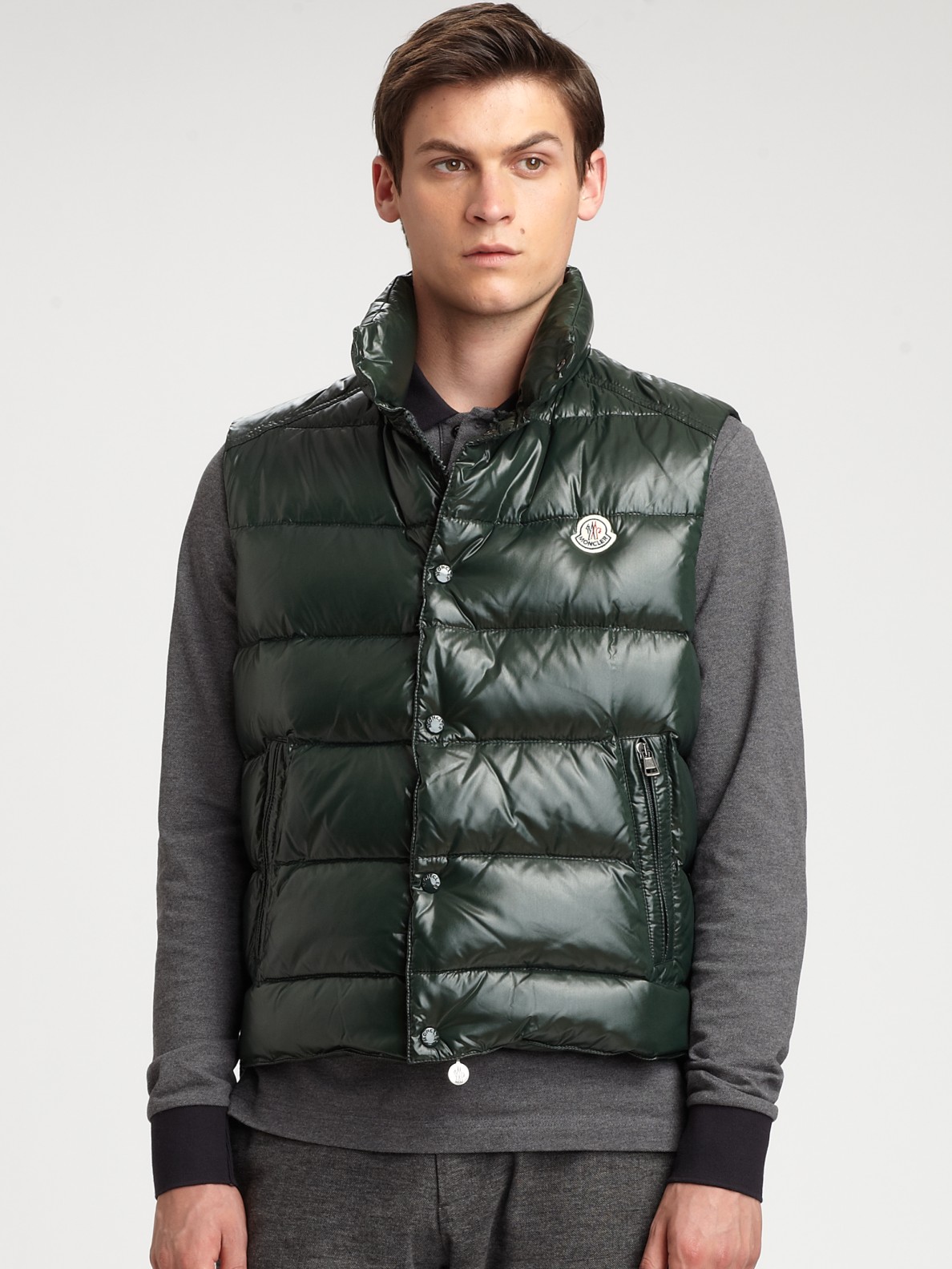 Moncler Tib Down Vest in Green for Men - Lyst