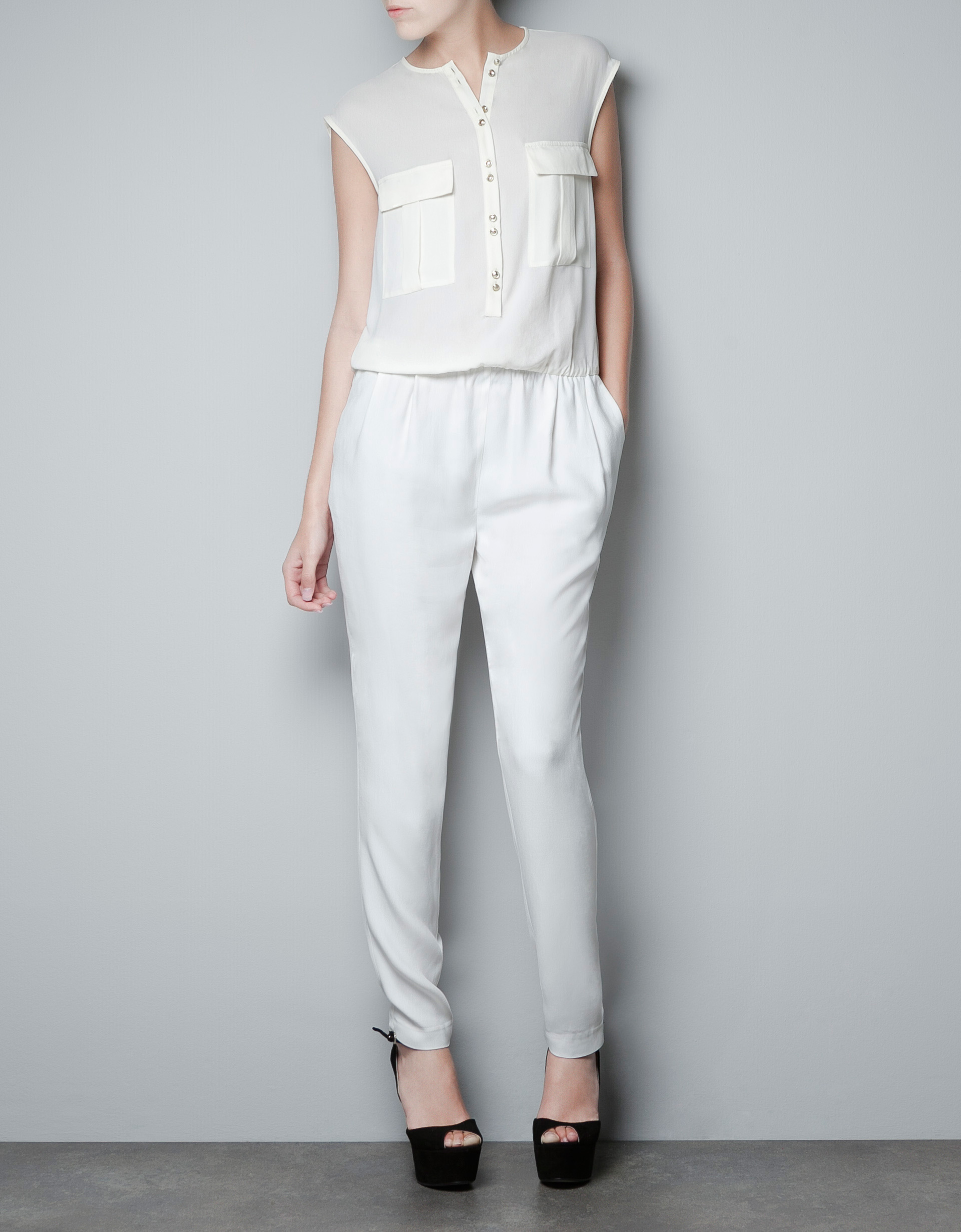 Zara Combined Jumpsuit in White Lyst