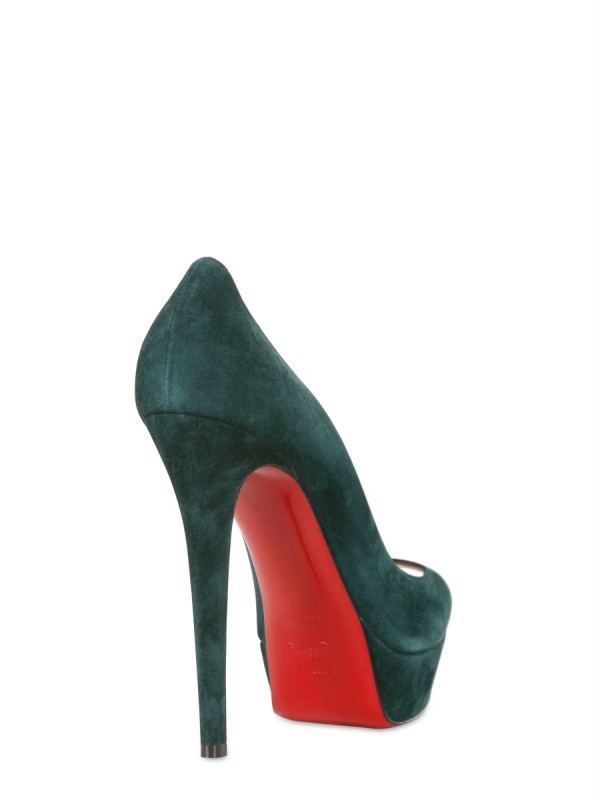 Christian louboutin 140mm Banana Suede Open Toe Pumps in Green | Lyst  