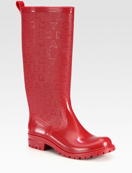 Marc By Marc Jacobs Logoembossed Rain Boots in Pink (red) | Lyst