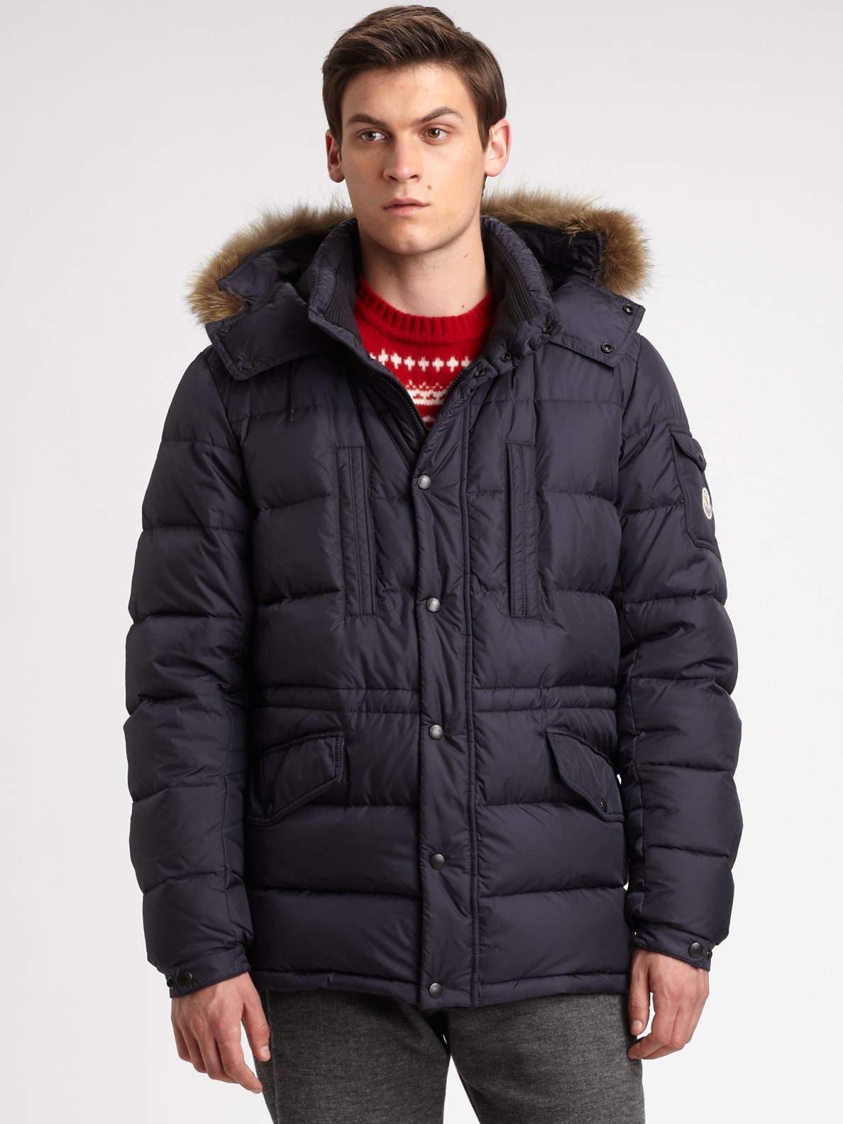Moncler Riviere Fur Hooded Down Parka in Navy (Blue) for Men - Lyst