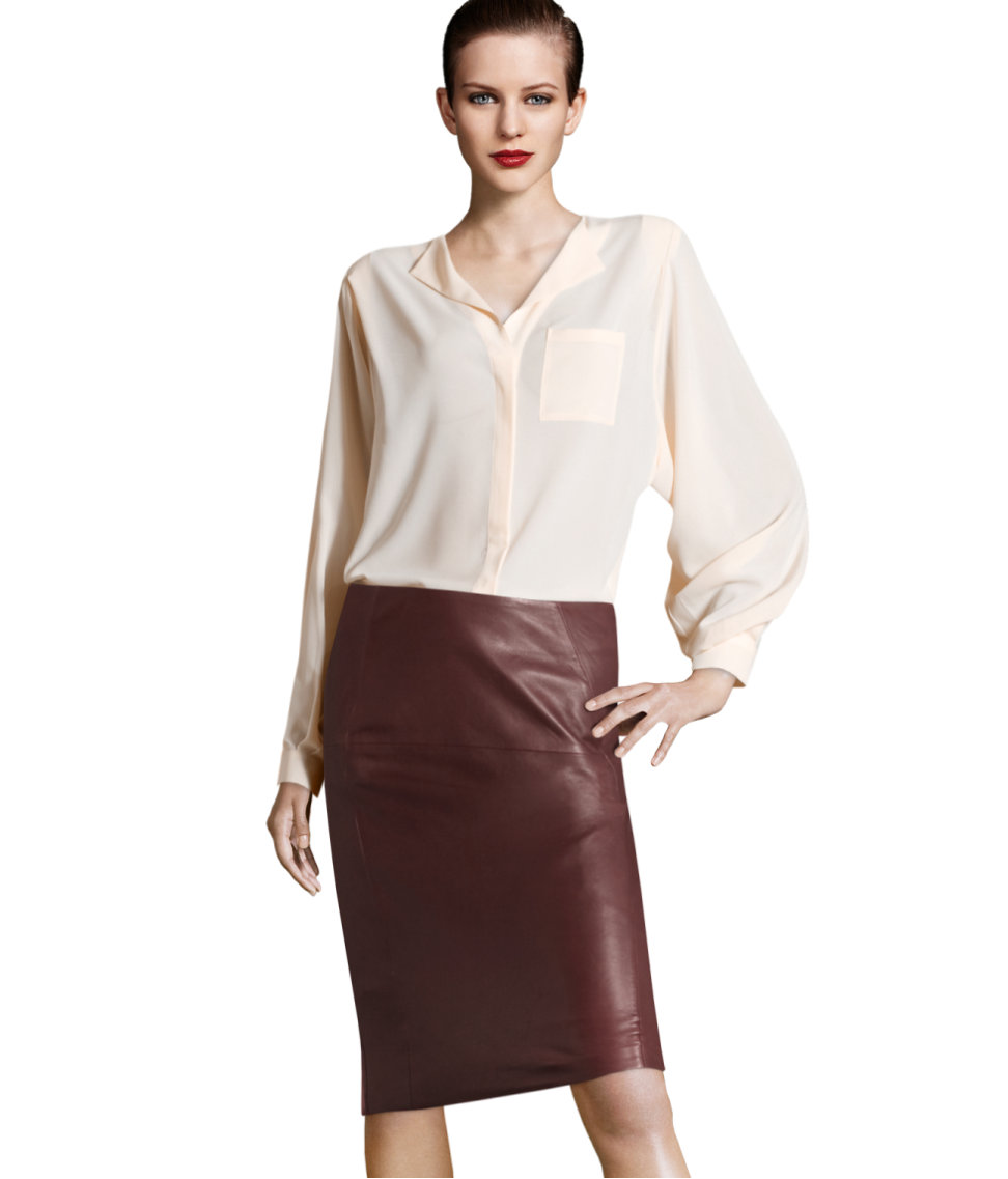 burgundy leather skirt h&m