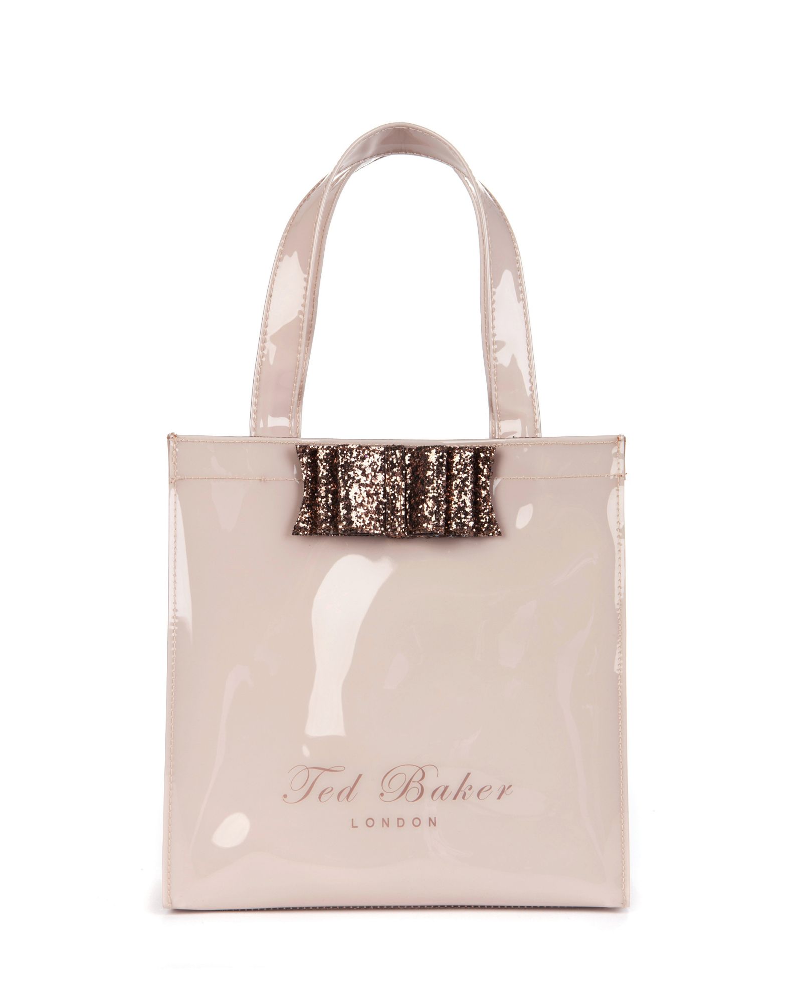 Ted baker Twinkit Small Glitter Bow Ikon Bag in Natural | Lyst