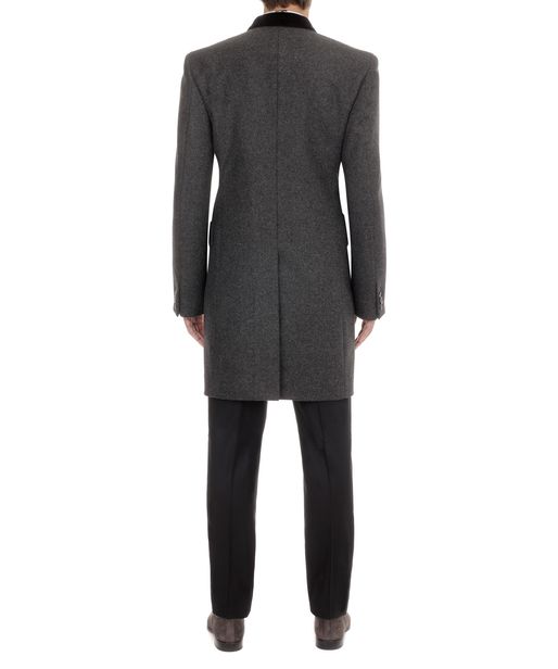 Alexander McQueen Velvet Collar Double Breasted Coat in Grey (Gray) for ...