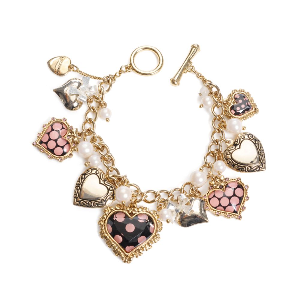 Betsey Johnson Polka Dot Heart Charm Bracelet in Pink | Lyst Betsey Johnson Polka Dot Heart Charm Bracelet in Pink | Lyst