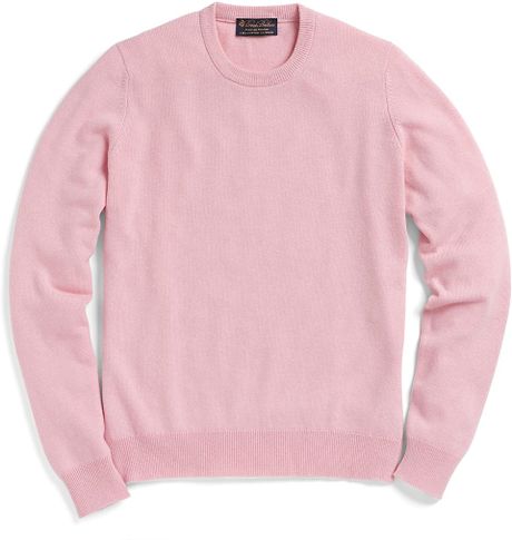 Brooks Brothers Cashmere Crewneck Sweater in Pink for Men (light-pink ...