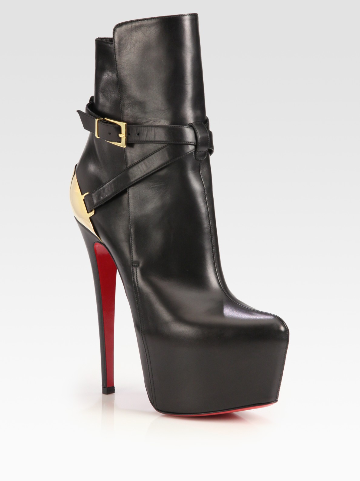 Christian Louboutin Equestria 160m Leather Platform Ankle Boots in Black - Lyst