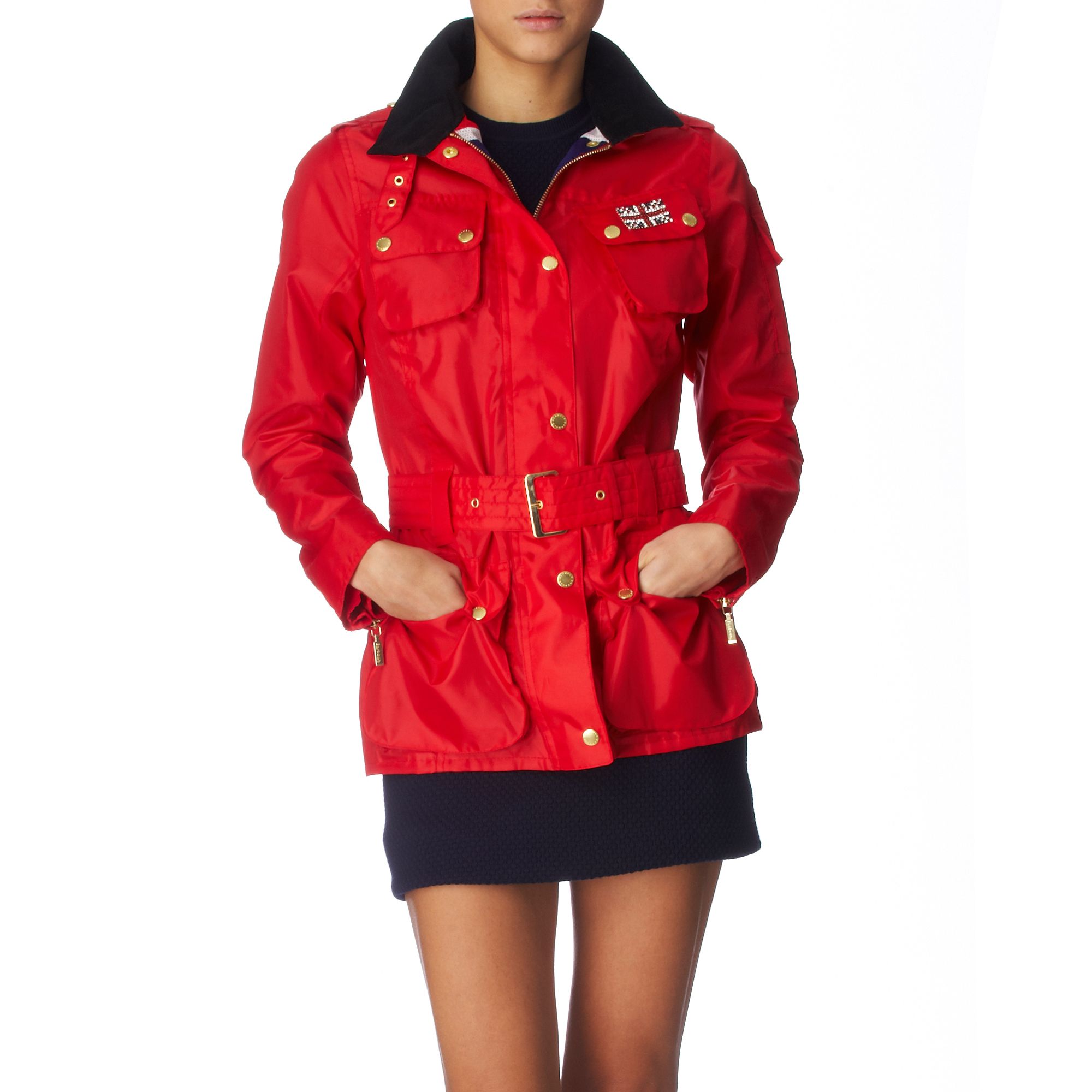 womens red barbour coat 