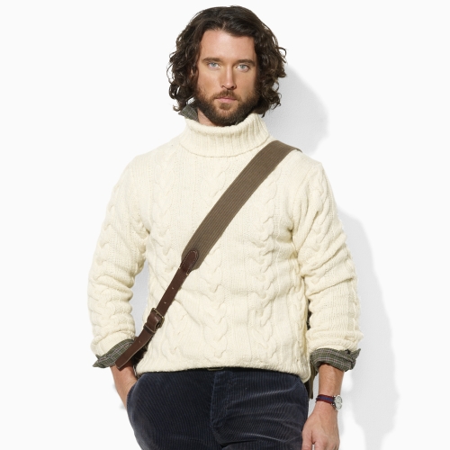 Polo Ralph Lauren Cabled Turtleneck Sweater in Natural for Men |