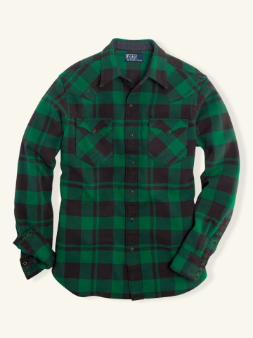 Polo Ralph Lauren Classic Western Flannel Shirt in Green Black (Green) for  Men - Lyst