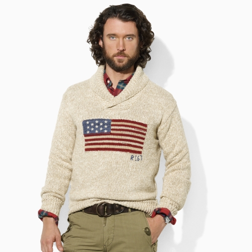 Polo Ralph Lauren Flag Shawl Pullover Sweater in Natural for Men - Lyst