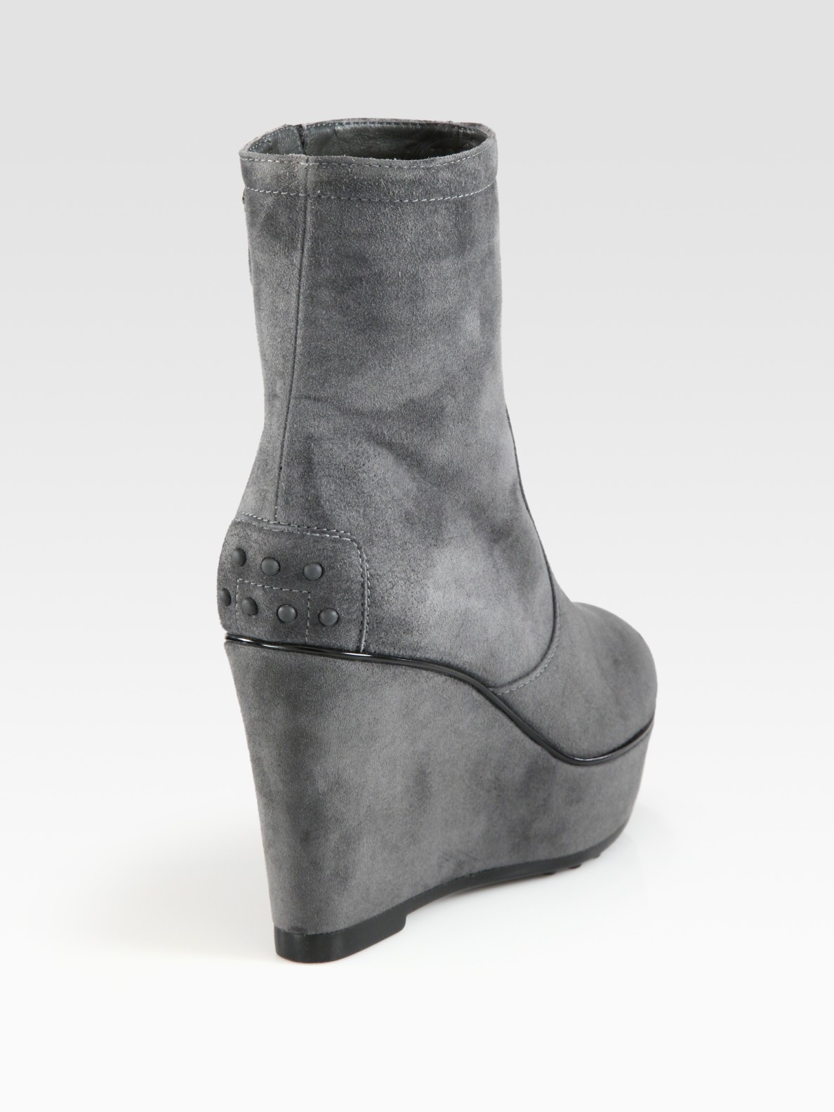 Tod's Suede Wedge Ankle Boots in Grey (Gray) - Lyst