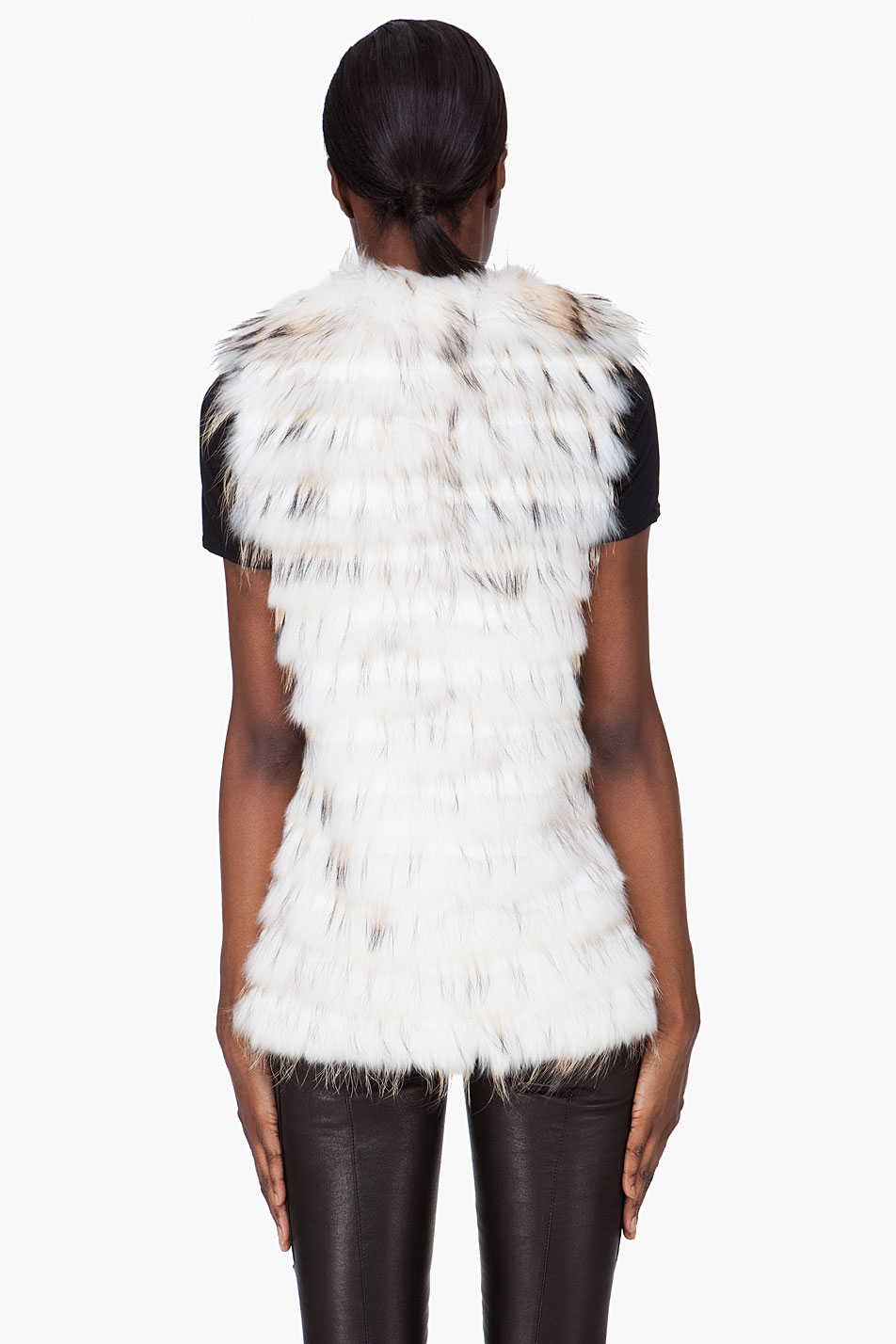 Alice + olivia Ivory Rabbitraccoon Fur Vest in White | Lyst