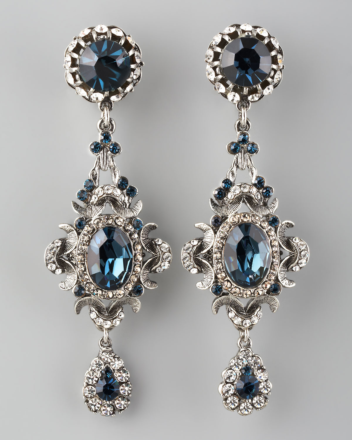 Lyst Jose Maria Barrera Blue Crystal Clip Earrings In Gallery