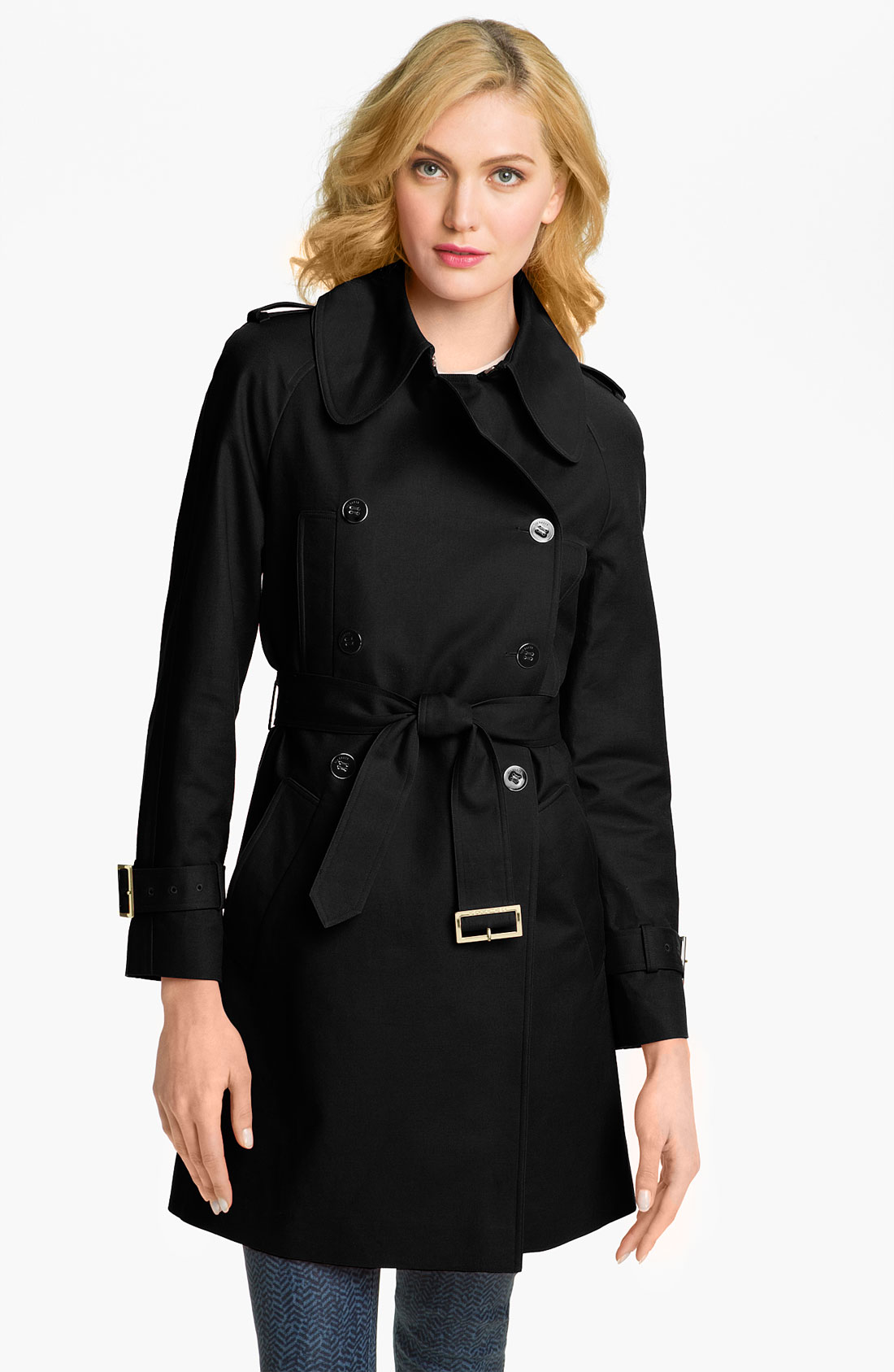 Ted Baker Double Breasted Trench Coat in Black (start of color list ...