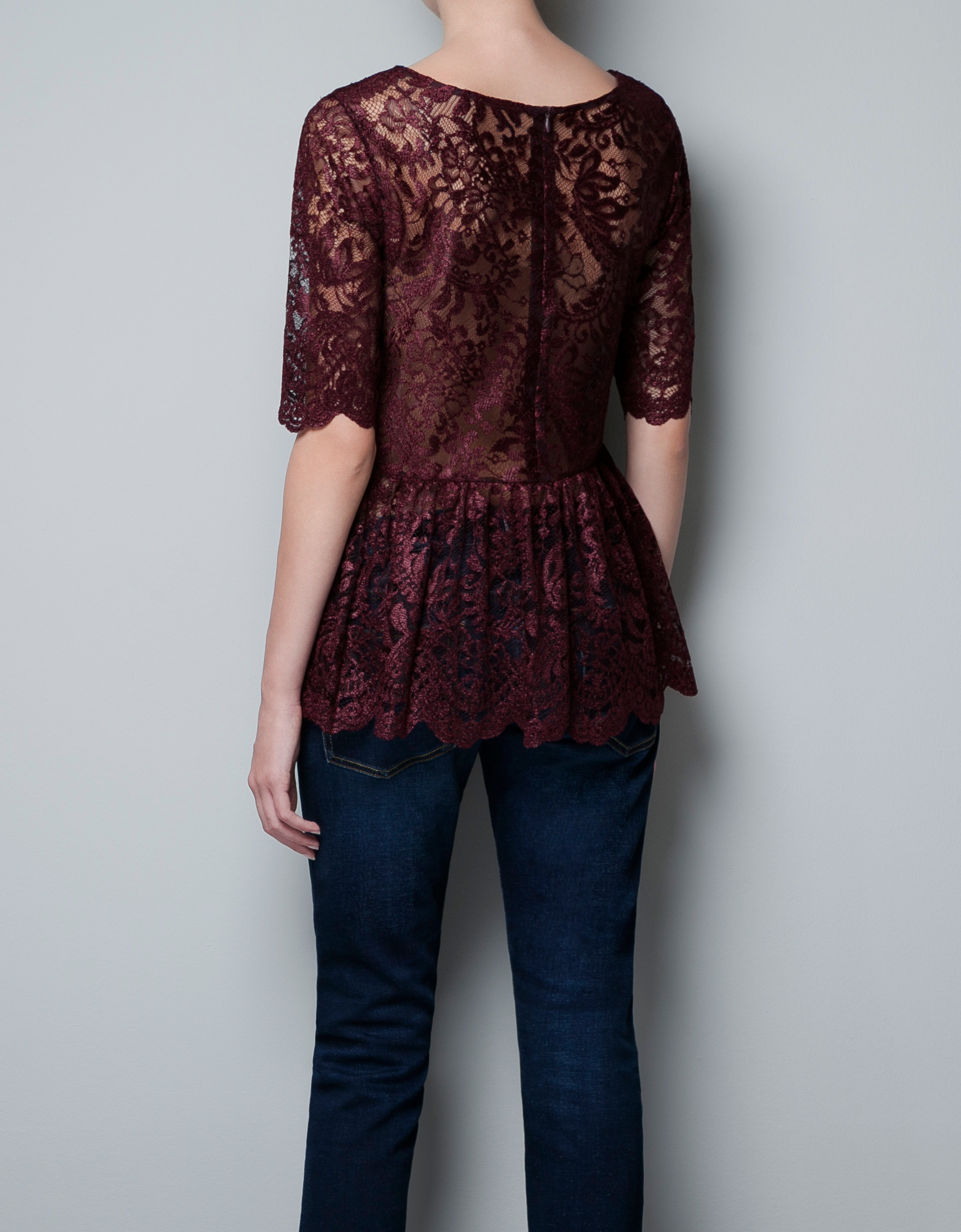 zara cream lace top