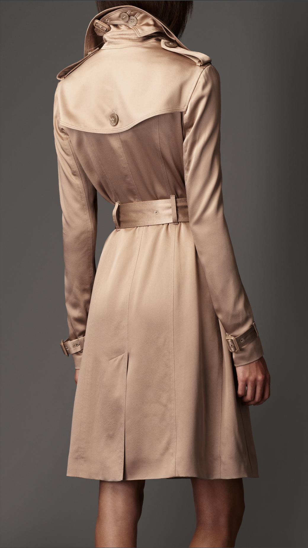 Burberry Long Silk Trench Coat in Pale Nude (Natural) - Lyst