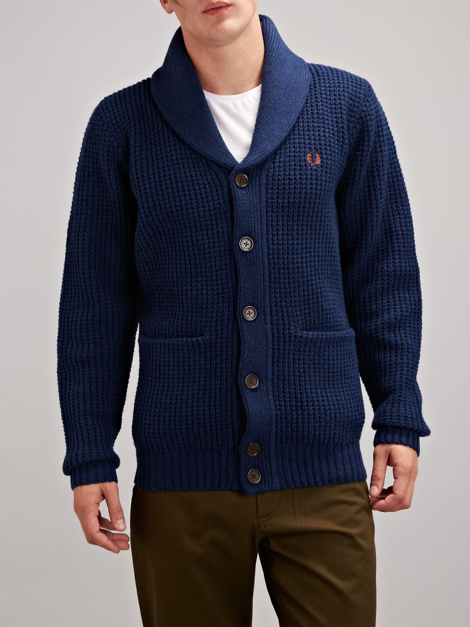 Fred perry Fred Perry Shawl Collar Cardigan in Blue for Men | Lyst