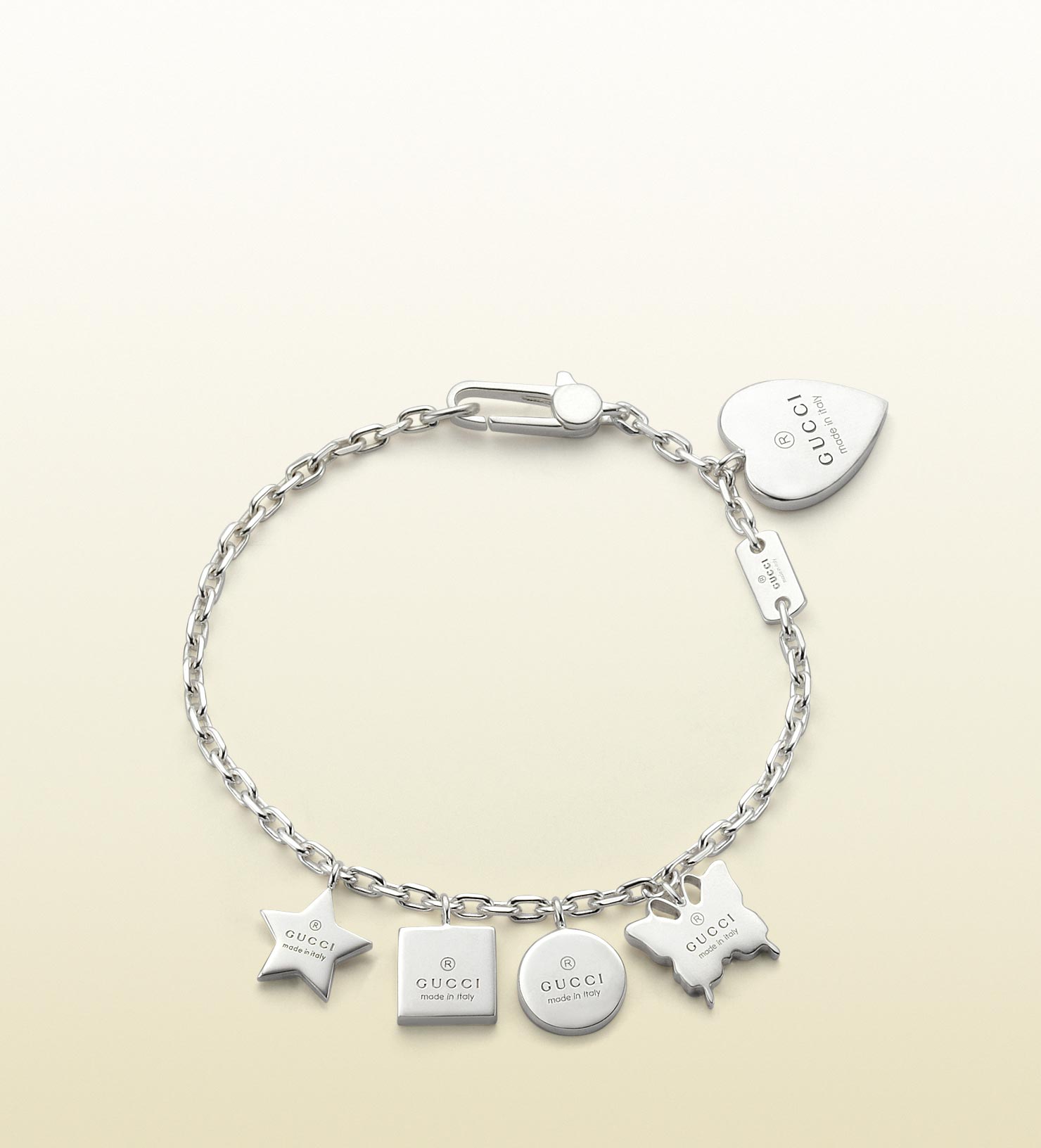 Gucci Bracelet with Gucci Trademark Engraved Charms in Metallic | Lyst