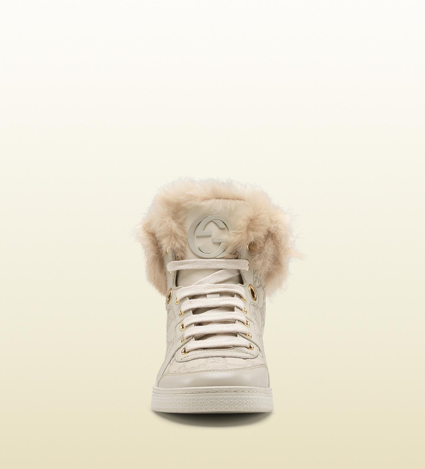 Gucci Coda Fur-trim Hi-top Interlocking G Sneaker in Grey Lyst UK