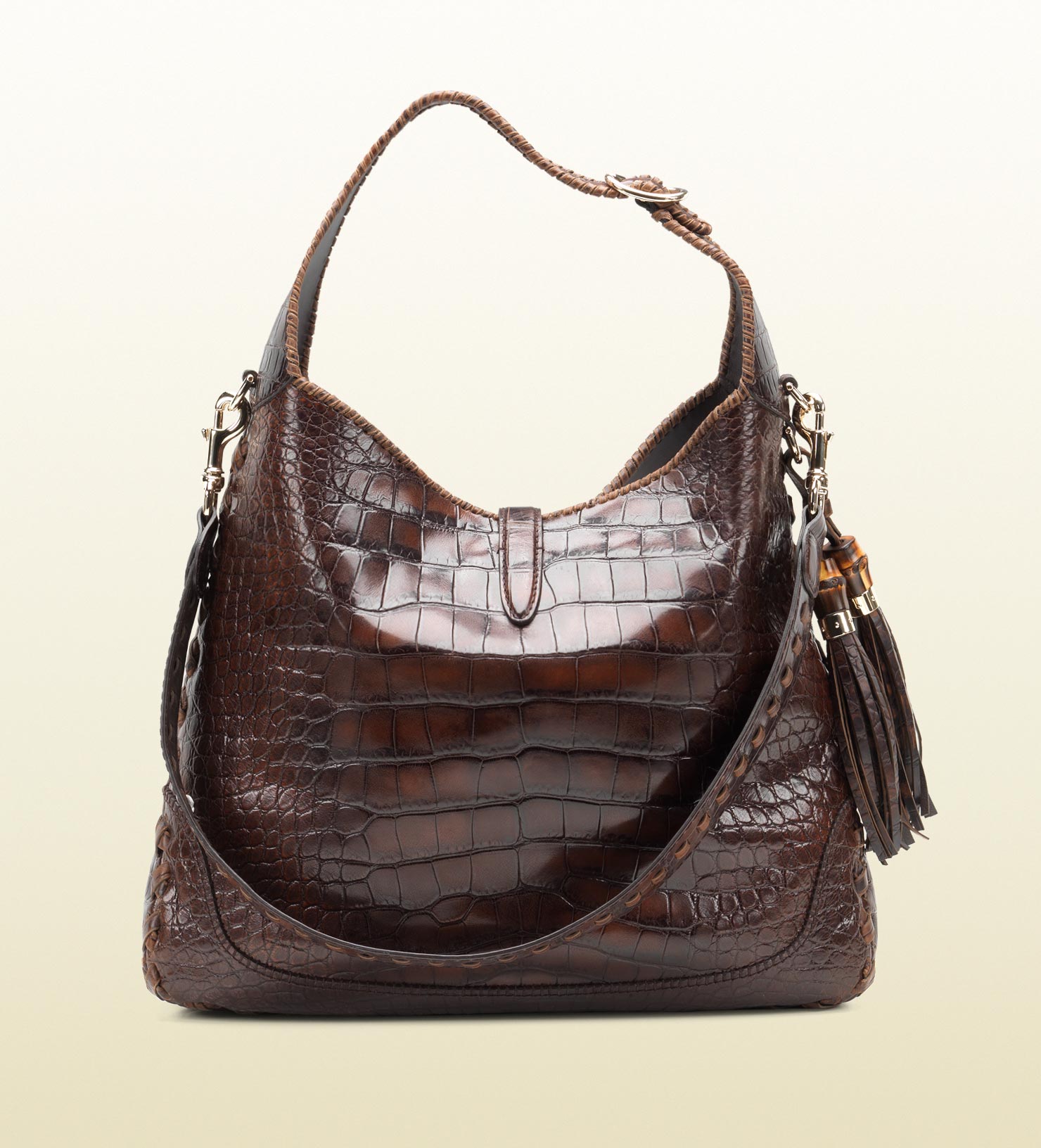 Gucci New Jackie Crocodile Shoulder Bag in Brown - Lyst