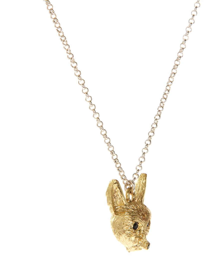 Lyst French Connection Fox Pendant Necklace in Metallic