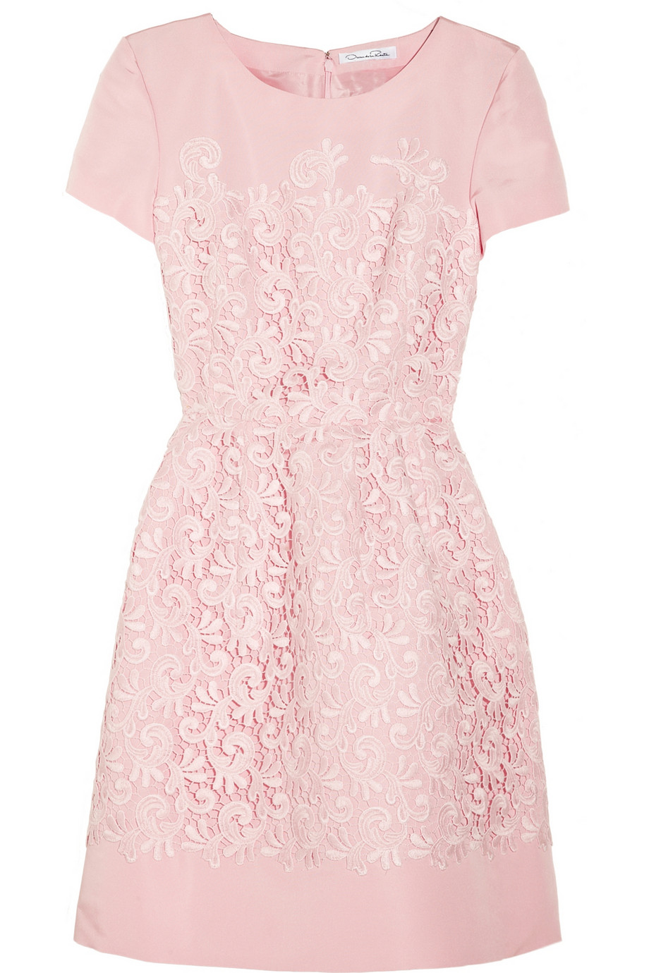 Oscar De La Renta Lace and Silk Faille Dress in Pink | Lyst