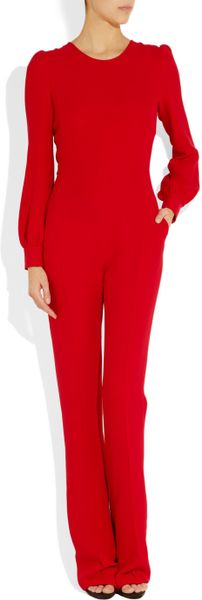 Valentino Silkcrepe Jumpsuit in Red | Lyst
