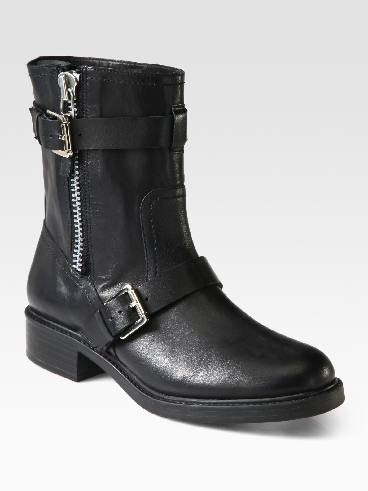 Pour La Victoire Montero Leather Buckle Motorcycle Boots in Black | Lyst