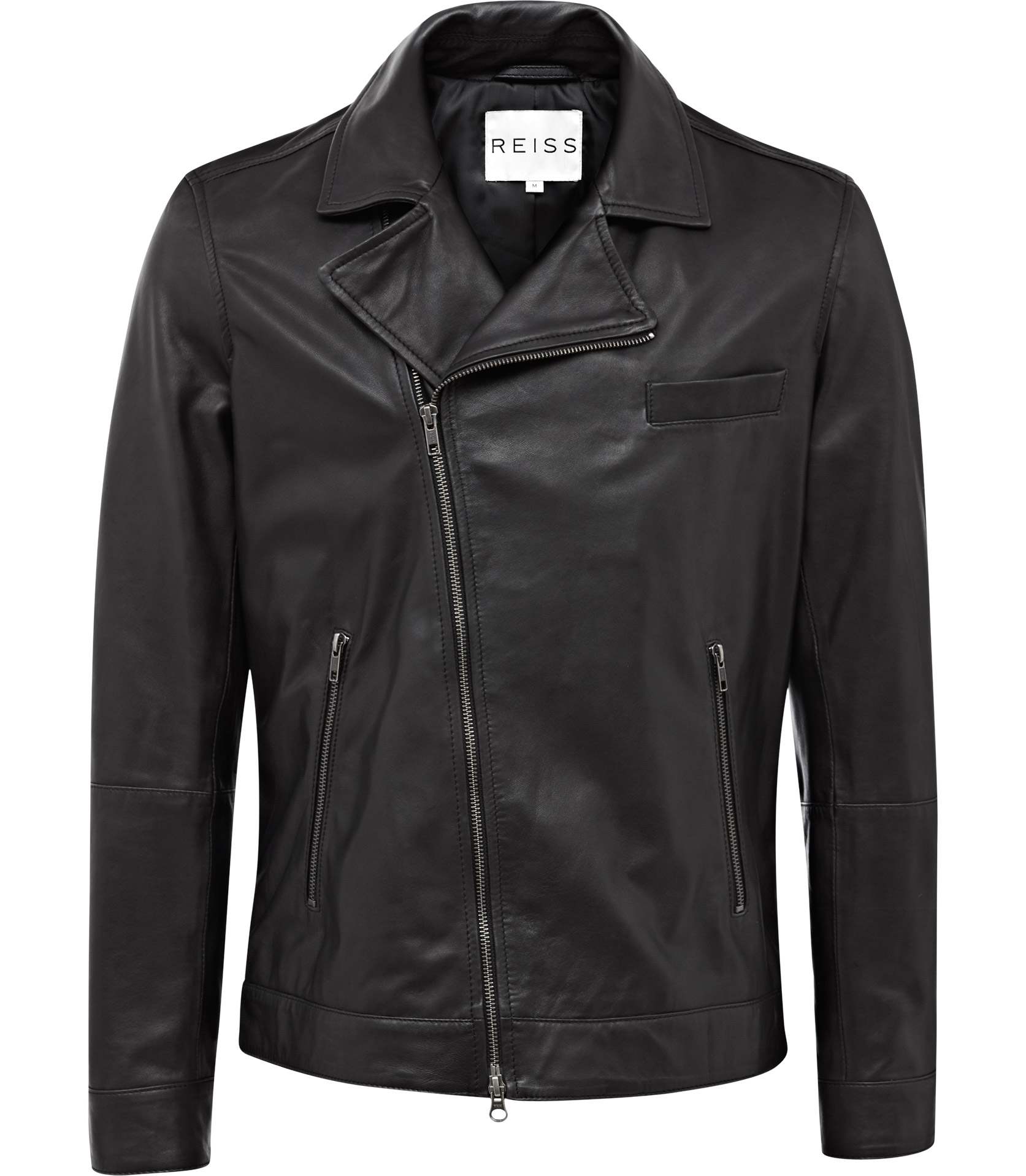 Reiss Brando Leather Biker Jacket in Black for Men | Lyst