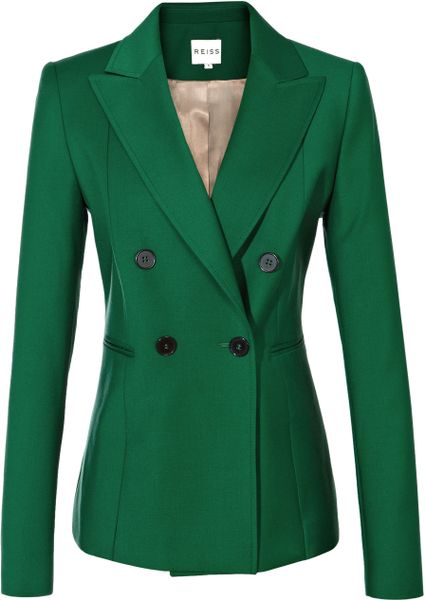 Reiss Double Breasted Blazer in Green (emerald) | Lyst