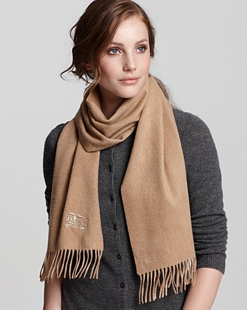 Burberry Burberry Cashmere Scarf with Horse Embroidery in Camel ...